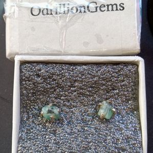 Raw uncut emerald earrings